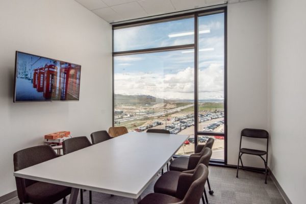 Conference room with large windows in Utah office