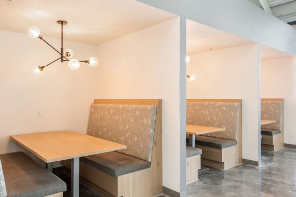 Dining area booths in Lehi Utah commercial office space