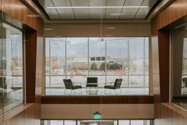 Clean modern interior design for commercial office in South Jordan Utah