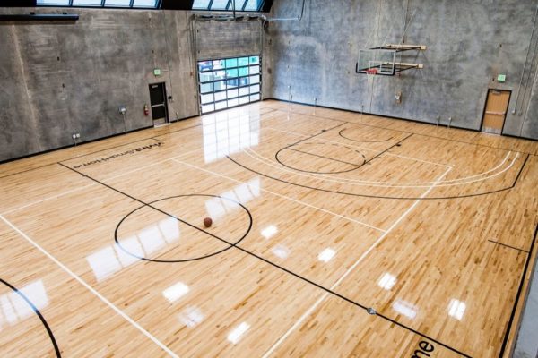 Commercial office basketball court in Utah Vivint headquarters