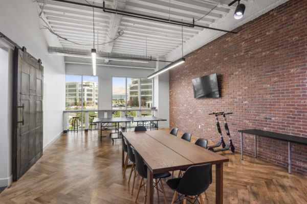 Modern Employee Break Room at Allied Holdings Group | Lehi Commercial Real Estate