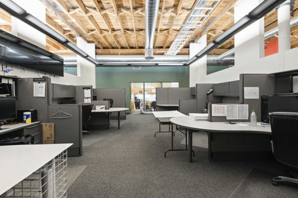 several open-concept cubicles